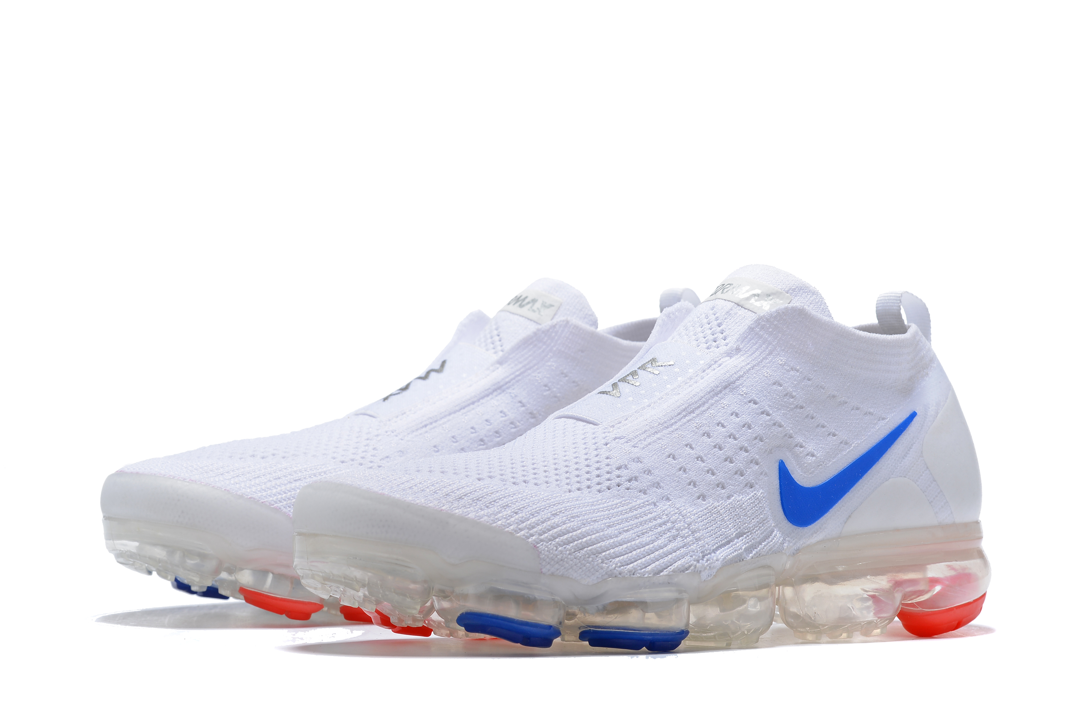 Men Nike Air VaporMax FK Moc White Blue Red Running Shoes - Click Image to Close